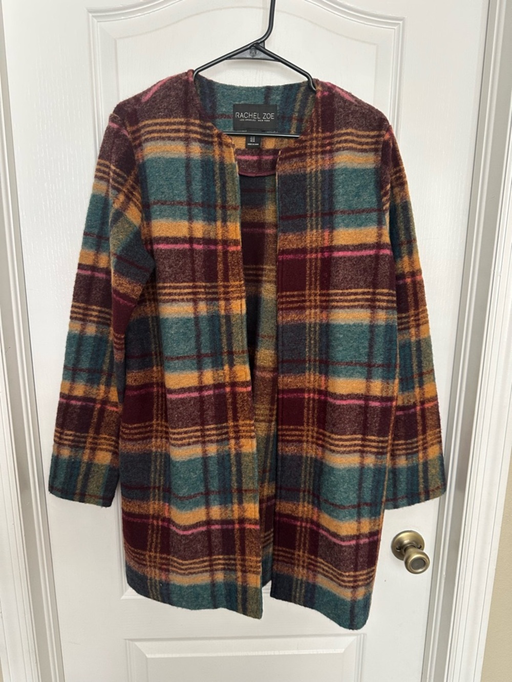 RACHEL ZOE PLAID WOOL RETRO BLAZER PEA COAT